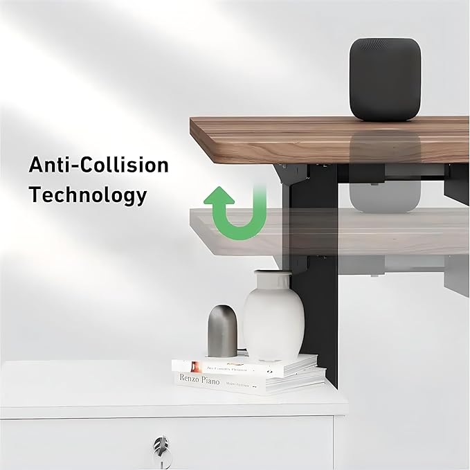 HUANUO Standing Desk Adjustable Height, 48" x 24" Electric Stand Up Desk for Home Office with Large Keyboard Tray(26.7"), 4 Memory Height Setting, Computer Workstation, Walnut