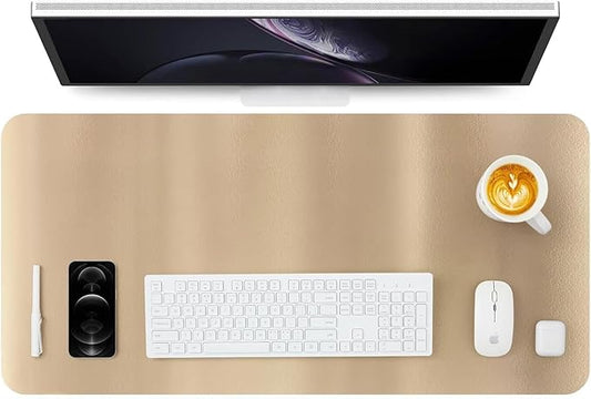 HOMIEAZICOZI Leather Desk Mat - Non-Slip PU Pad for Office and Home Organization Accessories Ideal Large Mouse Mats on Top of Desks (Champagne Gold,36''x 17'') (DPD-CG-L)