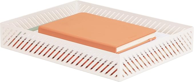 Mind Reader Metal Letter Size Paper Tray, Desktop Document Organizer with Non-Slip Pads, Office Desk Accessory Tray, Metal, White