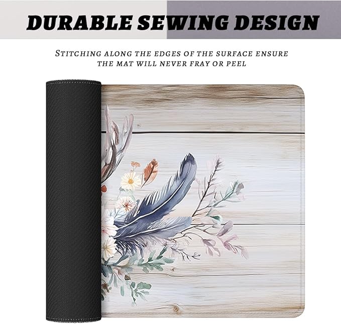 Floral Deer Desk Mat Rustic Nature Wood Farmhouse Mouse Pad Large Mousepad Extended Laptop Keyboard Mat Gaming Desk Pad Mouse Mat 31.5"x11.8"