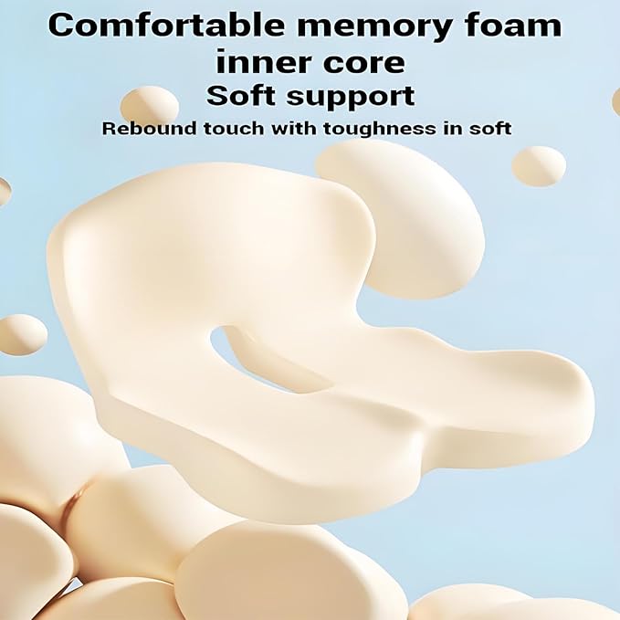 Memory Foam Contoured Seat Cushion with L-Shaped Ergonomic Design for Office Chair Car Seats  Seat Cushion for Truck Driver, Truck Car Seat Cushions for Driving Lumbar Support (Grey&Black)