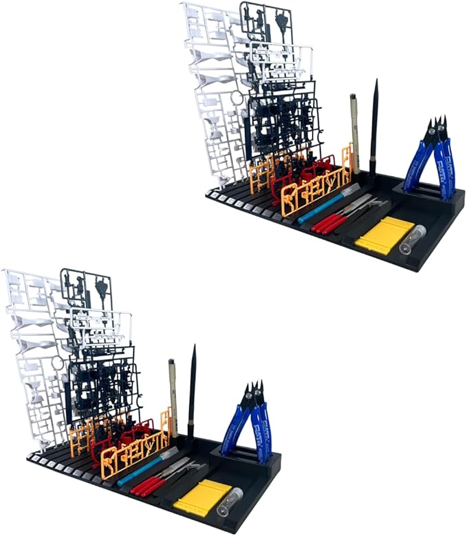 Yaroocvn DIY Model Making Storage Box, Plastic Parts Shelf for Gundam Model Action Figures, Accessories Organizer (2 pcs)