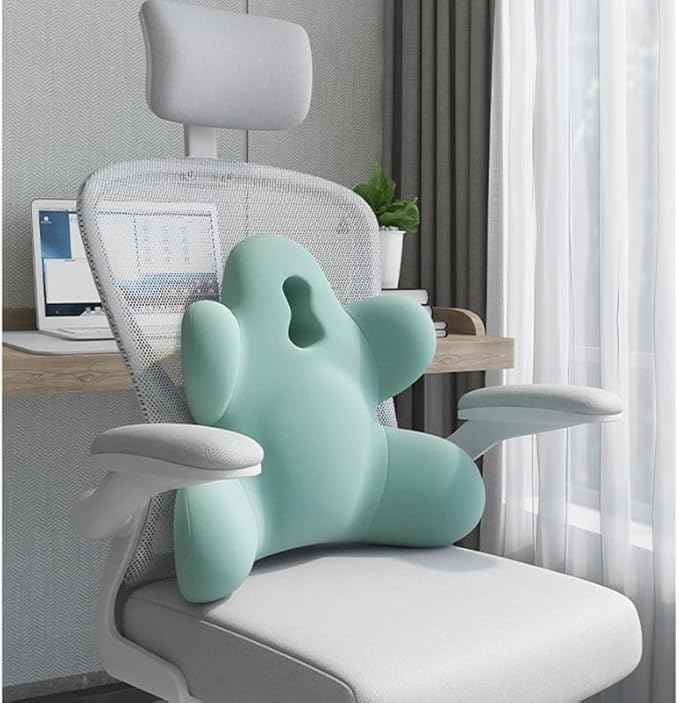 Lumbar Support Pillow for Office Chair, Back Pillow Lumbar Support for Car, Chair, Sofa - Improve Lower Back Pain Relief & Sitting Posture, Memory Foam Back Cushion for Long Sitting (B-Beige grey)