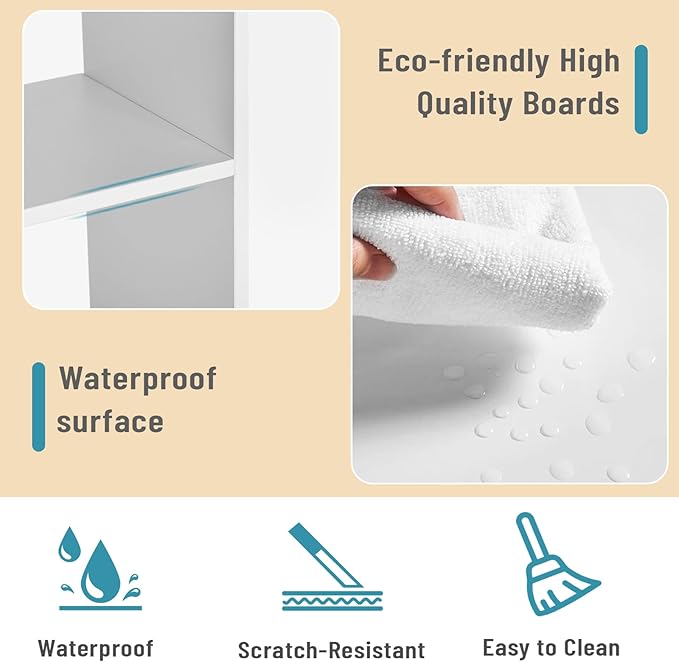 Desktop Shelf Organizer Desk Shelves - White Desk Hutch for Dorm Room Essentials & Home Office - Small Tabletop Bookshelf for Storage & Decor Display