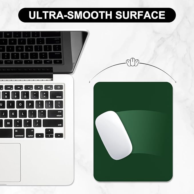 Leather Mouse Pad, Office Mouse Mat Non-Slip Rubber Base Stitched Edge Washable Waterproof Rectangular Mousepad for Office Gaming PC Laptop, 9.8" x 7.9", Dark Green