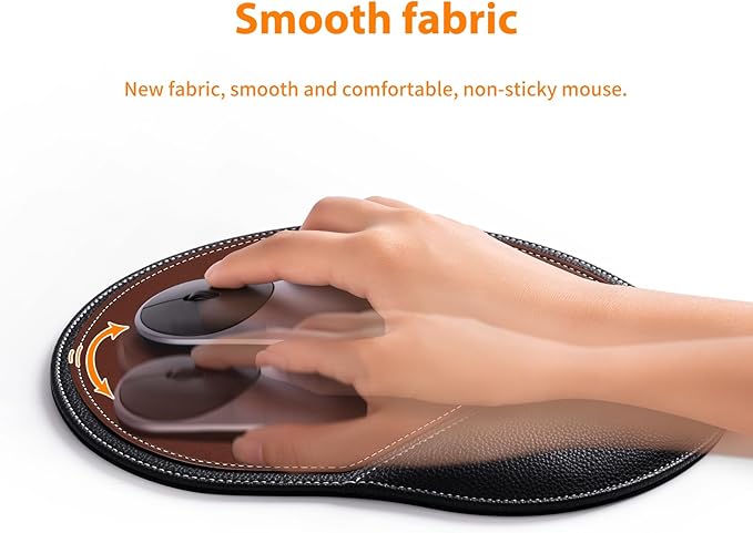 Brown Office Square Leather Mouse Pad with Wrist Rest Non-Slip Design, Business Style Gaming PU Mousepad for Learners, Workers &Computer Users.
