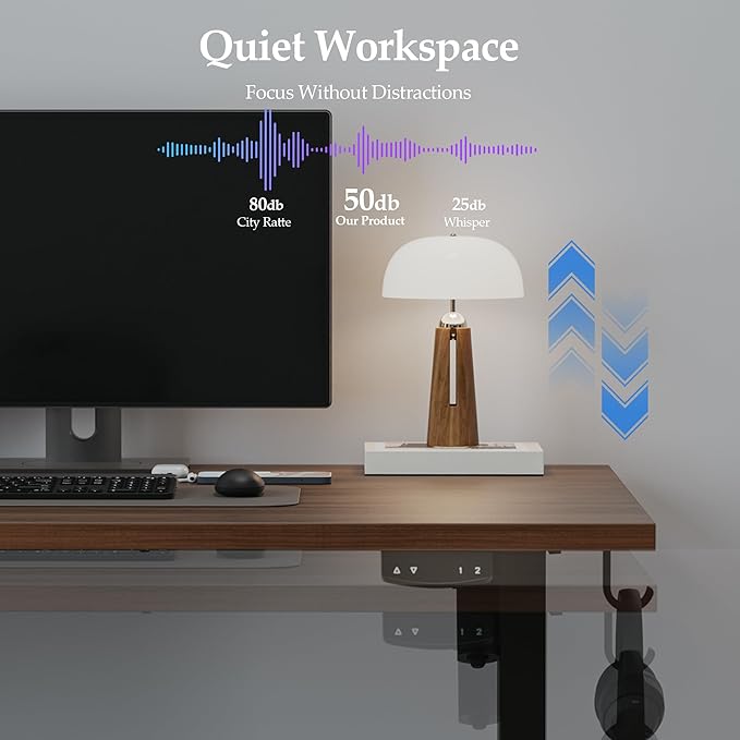 Klicelor 71 Inch Large Electric Standing Desk, Height Adjustable Office Desk, Sit Stand Up Computer Gaming Desk with Memory Preset, Three-Piece Desktop, Dark Walnut