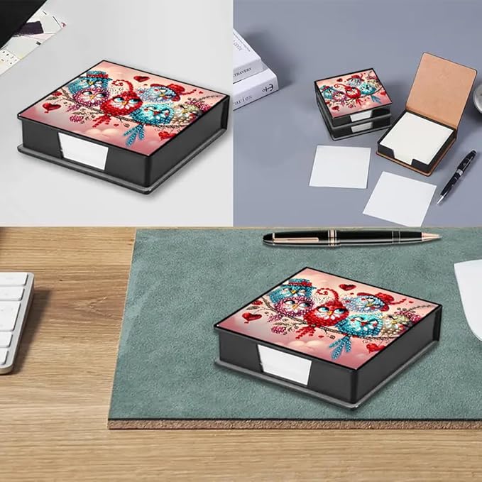 FRANDEK Cute Birds Creative Diamond Art Desk Organizer, DIY PU Note Box with 160 Sheets, All-in-One Gift Set for Craft Lovers, Elegant Mosaic Kits for Home & Office