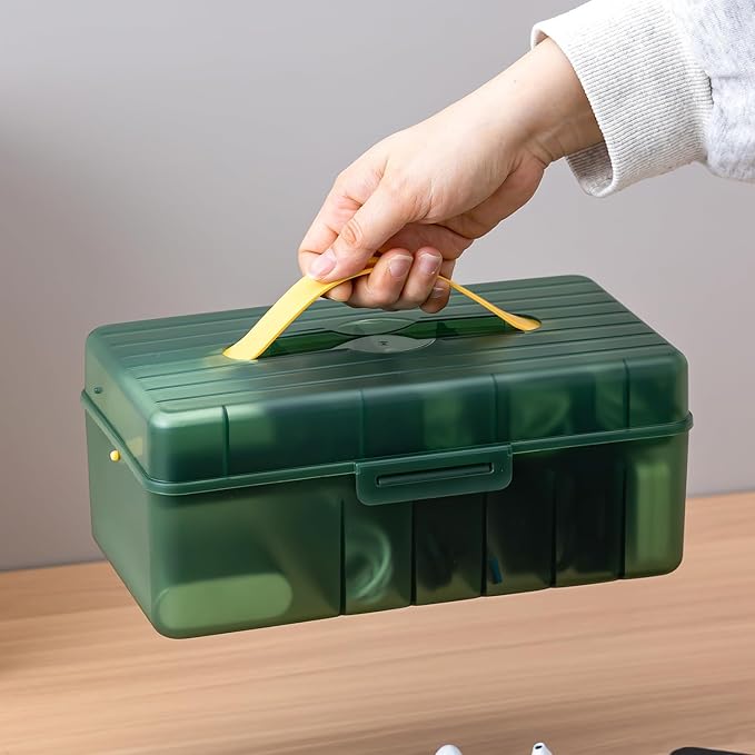 Vidifor Large Cable Organizer Box with 20 Cable Ties, Portable Cord, Charger and Bandages Storage for Drawer, Desk, Office & Home (Green)
