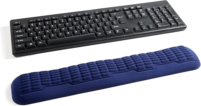 UnivoColors Memory Foam Keyboard Wrist Rest,Latest 3.0 Wave Curve Design,High-Resilience Memory Foam,Non-Slip Base Fits,Full-Sized Keyboards,Ideal for Work and Gaming(Navy)