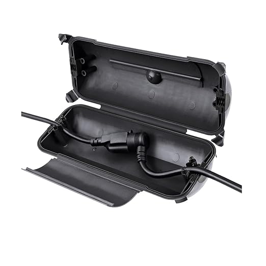 Flemoon Outdoor Extension Cord Safety Cover with Waterproof Protector Seal, Weatherproof Electrical Connection Box for Outdoor Outlets, Plugs, Sockets, Holiday Decorations, Power Tools, Black