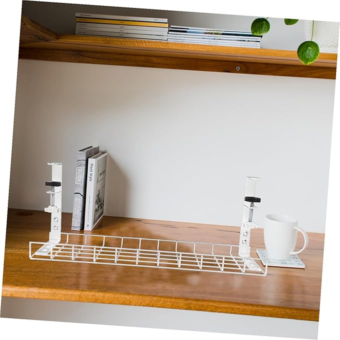 NUOBESTY Desk Cable Management Tray No Drill Cord Organizer Large Capacity Wire Storage Holder for Office Desk Easy Installation