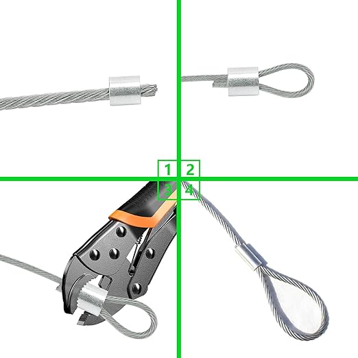 100pcs 1/8 Inch Aluminum Crimping Stop Sleeve for Wire Rope and Cable, Round Hole Type