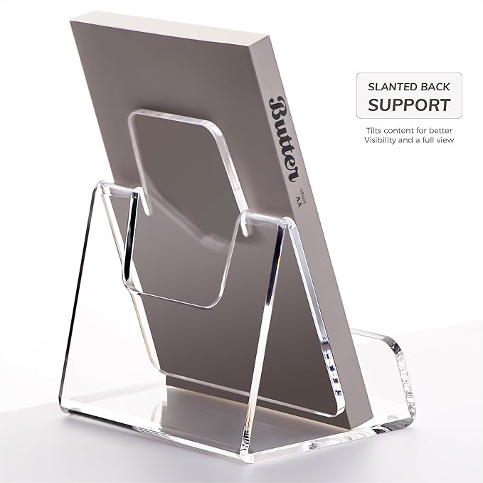 HeZone Acrylic Brochure Holder 5x6 Inch,Clear Pamphlet Holder Display Stand for Trifold 4&5&6 Inch Flyers,Pamphlets,Booklets,Menu,Leaflets for Office,Home,Store,2Pack,A5
