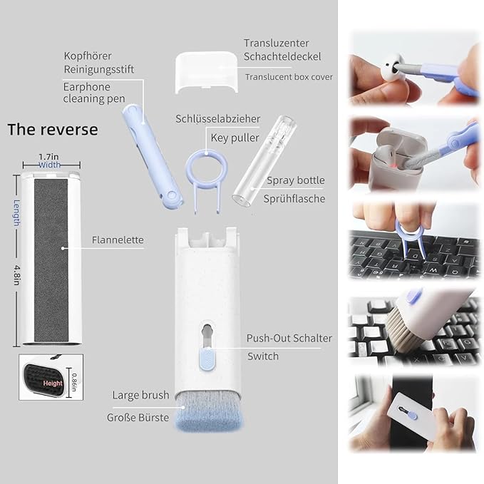 7-in-1 Keyboard Cleaner Earphones Cleaning Pen Keycap Puller Set Multifunctional Cleaning Kit For AirPods iPhone iMac MacBook