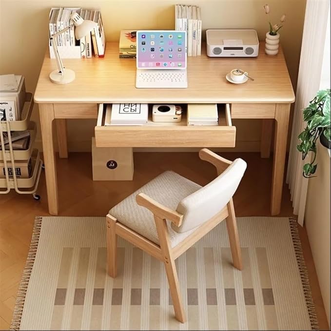 Modern Computer Desk & Chair Set, Wooden Executive Desk, Brown (60CM-23.6IN)