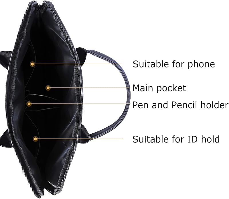 Waterproof Oxford Handle Document Bag Briefcase for Men File Tote Bag for Carrying Paper Files Black