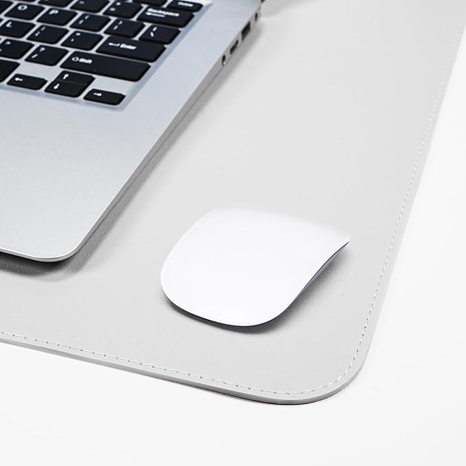 AFIING Cork Desk Mat 47" x 17", Dual-Sided Natural Cork & PU Leather Desk Pad, Non-Slip Waterproof Large Mouse Pad for Office, Home & Gaming (White)