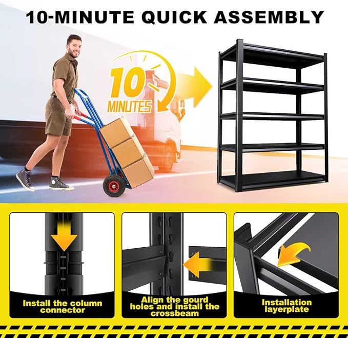 Set of 8 71"H Garage Shelving-2050LBS 5 Tier Storage Shelves,Adjustable Heavy Duty Metal Shelving Unit and Storage Large Rack,Utility Steel Shelf For Shop Warehouse Industrial Pantry 71"x35"x16"