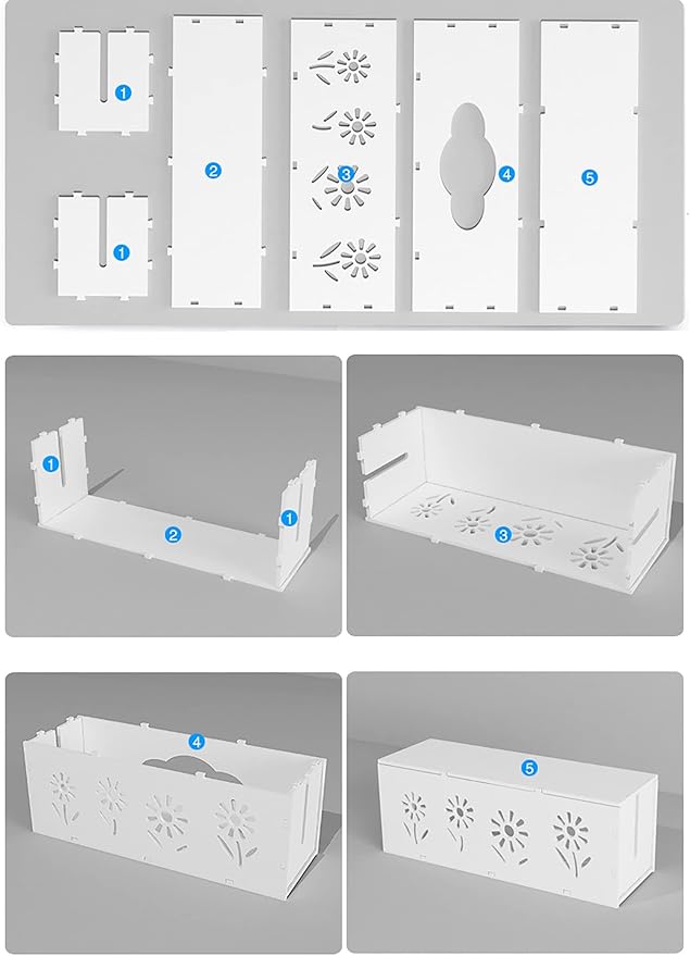 Large Cable Management Box, Cord Organizer Box with Lid for TV Wires, Computer, Router, USB Hub and Under Desk Power Strip 14.17 x 4.72x 5.31 inch