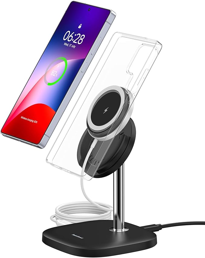 Magnetic Charger for Samsung Galaxy S26 Ultra/S26+/S26/S25/S24/Z Flip7/Z Flod7 & iPhone Air/17-12 Series, Detachable Wireless Charging Station Compatible with MagSafe