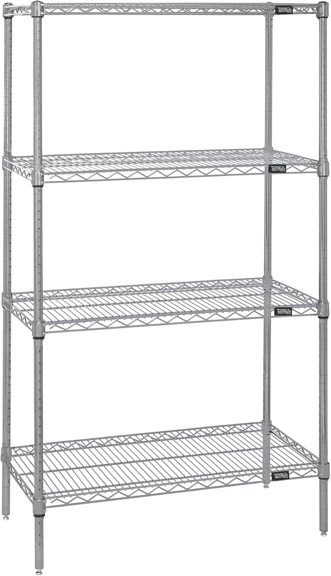 Quantum Storage Systems WR74-2172S Starter Kit Wire Shelves Stainless Steel 4 Shelves 74" H x 72" W x 21" D