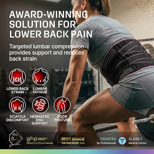 Modvel Back Brace for Lower Back Pain Women and Men – Lumbar Support Belt for Sciatica, Herniated Disc, Muscle Strain – Adjustable Breathable Work Brace with 6 Stays – Support for Posture – Size Plus