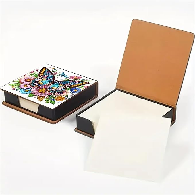Butterfly Diamond Painting Kit Note Box,Memo Paper Storage Box Diamond Art,Sticky Note Holder Diamond Art,Diamond Painting Memo Pad For Office Desk. (butterfly)