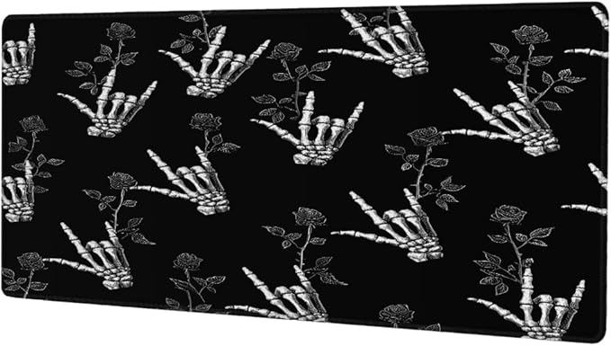 Large Mouse Pad Skull Hand Rose Black Non-Slip Rubber Long Gaming Desk Mat Big Computer Keyboard Mousepad Waterproof Protector Wristing Pad for Gaming Office Home Decorative 31.5 X 11.8 Inch