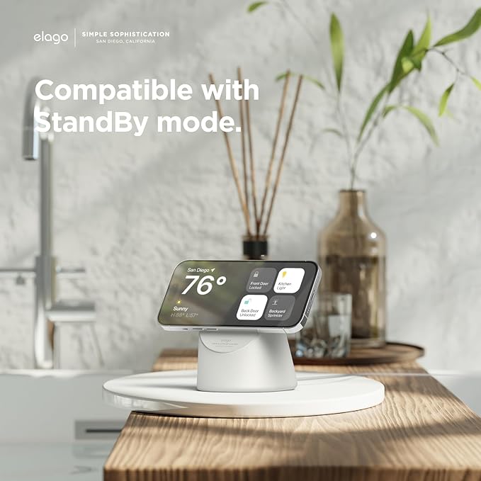 elago MS1 Charging Stand Compatible with MagSafe Charger - Premium Silicone Stand Compatible with iPhone 17/16/15/14/13/12 Series, Designed for iOS Standby Mode [Black] [Charging Cable Not Included]