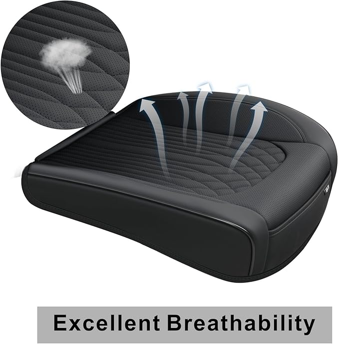 KAYI Car Seat Cover, Memory Foam Car Seat Cushion, Non-Slip Bottom Breathable Car Seat Cover, Relieve Tailbone Pain, Car Seat Protector, Suitable for 95% of Vehicles (Black, 2 Pack)