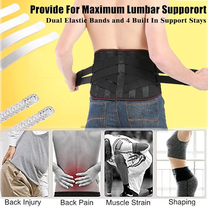 Lower Back Braces for Back Pain Relief - Compression Belt for Men & Women - Lumbar Support Waist Backbrace for Herniated Disc, Sciatica, Scoliosis - Breathable Mesh Design, Adjustable Straps(S, Black)