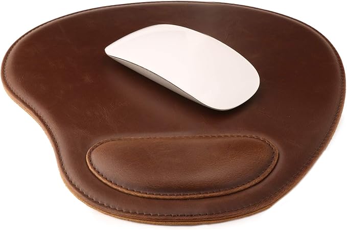 Londo PU Leather Oval Shape Non-Slip Mousepad with Wrist Rest Support, Waterproof Surface, Comfort Memory Foam, Light Ergonomic Design Mouse Pad for Laptop, Desktop