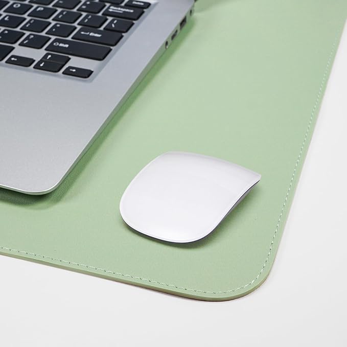 AFIING Cork Desk Mat 47" x 17", Dual-Sided Natural Cork & PU Leather Desk Pad, Non-Slip Waterproof Large Mouse Pad for Office, Home & Gaming (Light Green)