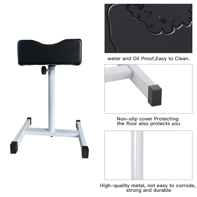 CHAOEEMY Pedicure Foot Rest,Adjustable Height Pedicure Stool,Pedicure Stand for Home Salon,Tattoo,Nail Tech(Black)