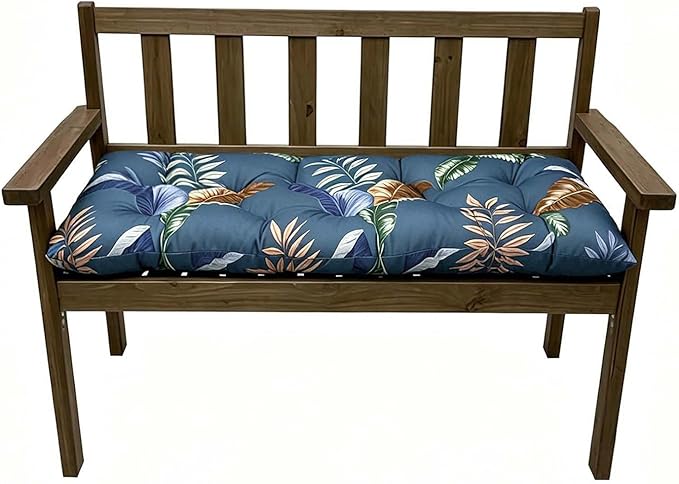 Outdoor Bench Cushions Garden Bench Cushion Floral Chair Pad 40 x 20 in Replacement Seat Pad for Garden Patio Blue Leaf