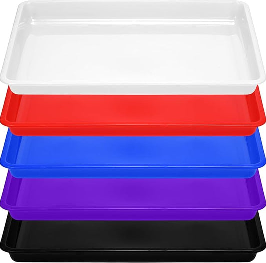 Hoteam 10 Pcs Flat Storage Organizer Tray Bin Paper Tray for Classroom Plastic Stackable File Organizer for School Office Teacher Book Organization(Simple Color,16.14 x 11.81 x 1.38 Inch)