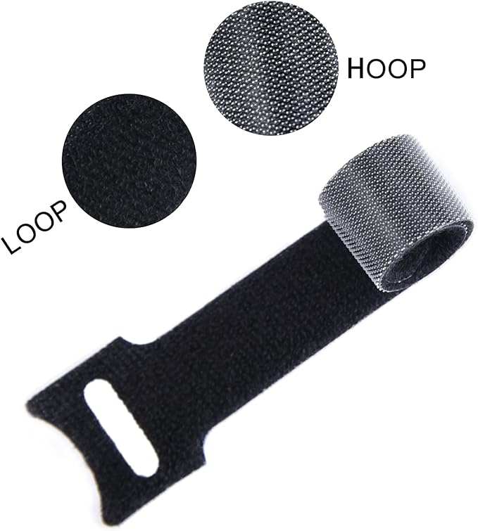 Patu Reusable Fastening Cable Ties - 30 Pcs 3 Inch Microfiber Cloth Hook and Loop Cord Management Wire Organizer Straps, Black