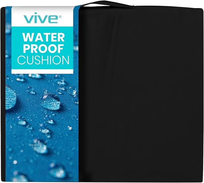 Vive Waterproof Wheelchair Cushion for Pressure Relief (18x16x3) - Washable Cover Incontinence Protection for Elderly Adults & Seniors - Memory Foam Gel Pad for Recliners, Office Chairs, Car