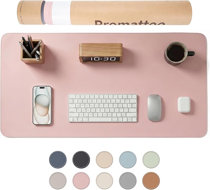 Large Desk Pad Non-Slip Desk Mat Protector for Keyboard Mouse Waterproof Vegan Leather Surface Faux Leather Laptop Mat Smooth Mouse Pad Premium Gift Tube Sakura Pink 39" x 17"