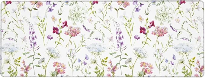 Floral Large Gaming Mouse Pad, Extended Flower Mousepad, Big Long Non-Slip Mouse Mat for Keyboard, Computer for Office, 31.5 * 11.8 in