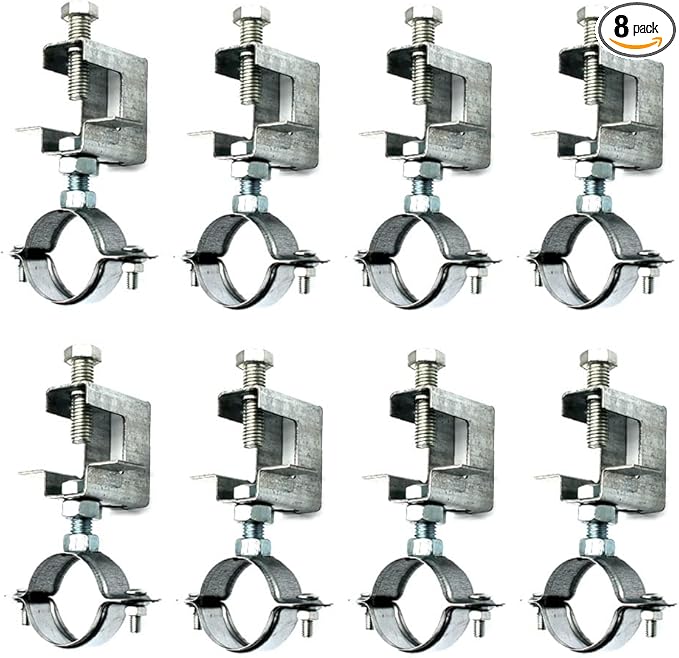 Conduit Hanger with Beam Clamp & Pipe Support Bracket (8 Pcs) - 1-1/4" (32mm) Cable Clamps for I-beam Installation