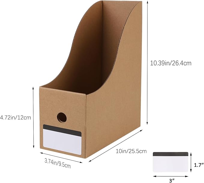 35 Pack Cardboard Magazine File Holder Organizer, Foldable Magazine Storage Box Holder Document Rack Desktop File Organizer for School, Office and Home (10.12 x 3.78 x 10.43 Inches, Brown)