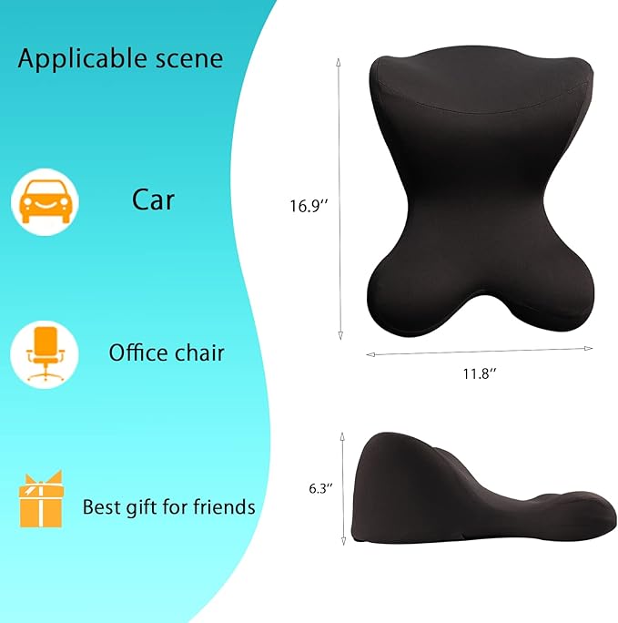 Car Neck Pillow for Driving Seat Car headrest Pillow/Gaming Chair Pillow with Adjustable Strap Removable Cover Ergonomic Design Neck Support Pillow for auto, Office Chair, Gaming Chair(Black)