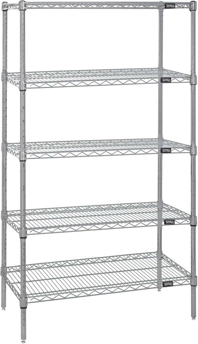 Quantum Storage Systems WR74-1842S-5 Starter Kit Wire Shelves Stainless Steel 5 Shelves 74" H x 42" W x 18" D