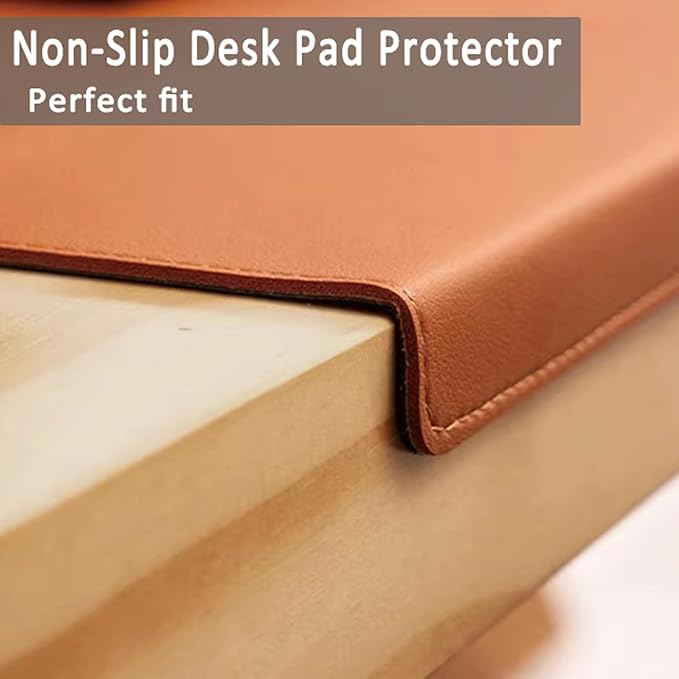 Office Desk Pad with Edge Protector, Non-Slip PU Leather Table Desktop Mat for Laptop/Computer, Waterproof, Smooth Writing Surface (Green,23.6x11.8inch)