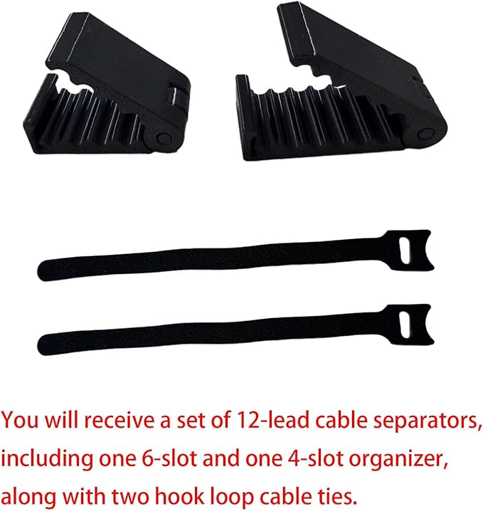 12-Lead Cable Organizer, EKG Lead Separator Set, Includes 4-Slot & 6-Slot Cable Organizers, with 2 Hook Loop Cable Ties