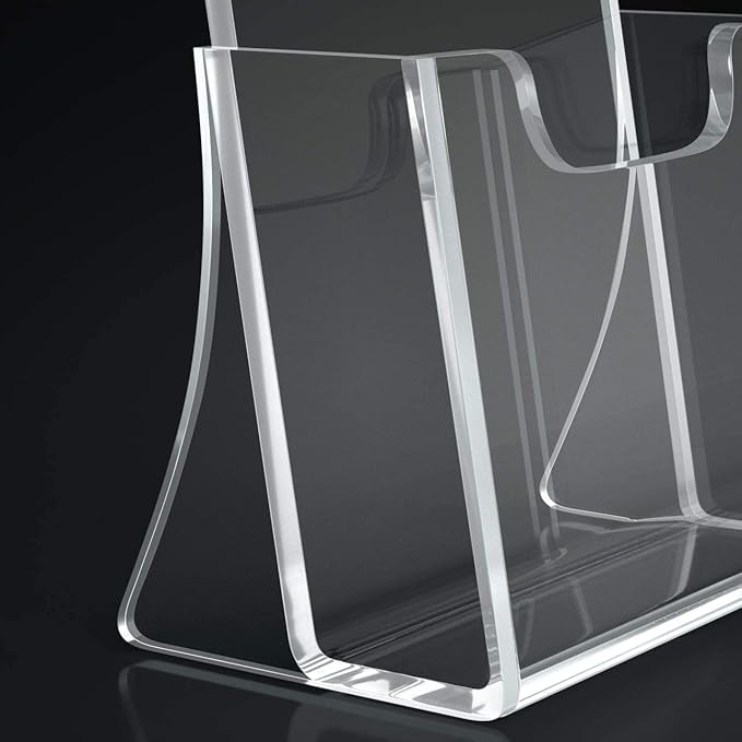HIIMIEI Brochure Holder 4 x 6 inches, Acrylic Flyer Holder with 6 Pack, Plastic Stands for Displaying Flyer, Magazines, Pamphlets, Literature, Brochures, Booklets, Menu