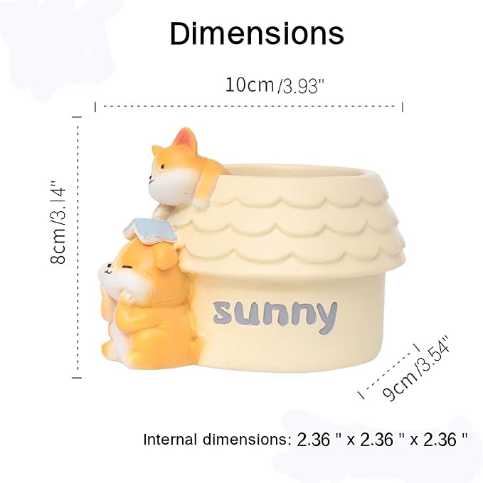 Cute Small Pen Pencil Holder, Kawaii Resin Cat Dog Dinosaur Rabbit Animal Paper Clip Toothbrush Mini Storage Organizer Office Desk Decorations