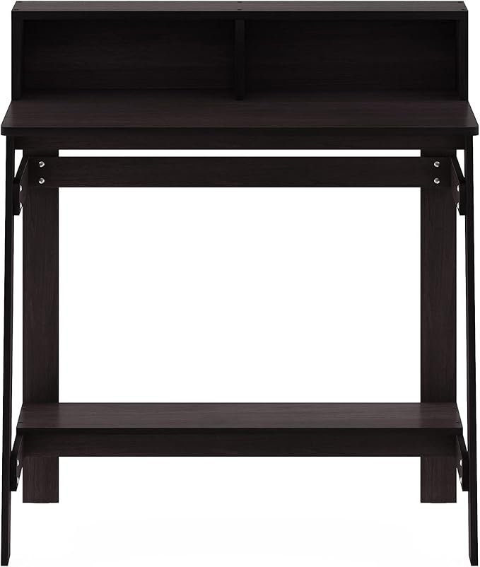 Furinno Simplistic 32-Inch Brown Computer Desk, Small Office Desk, Rectangular Home Office Desk with Shelf, Gaming Desk for Home Office, Bedroom, Study Room, Dark Mocha
